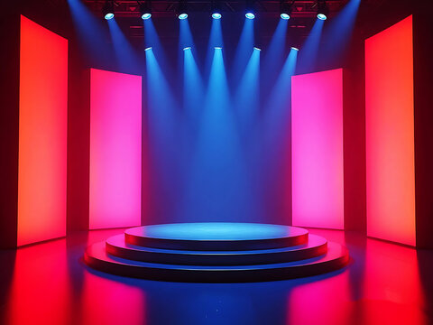 Podium stage for television studio modern theater shows concept background wallpaper AI generated image