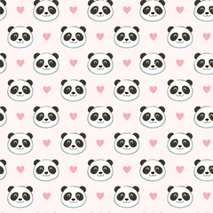 Fototapeta premium Cute happy panda pattern background illustration
