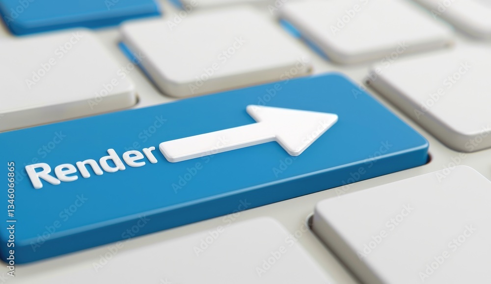 Poster keypad element featuring render key on a modern keyboard design