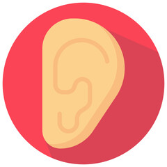 ear vector round flat icon