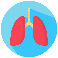 lungs vector round flat icon