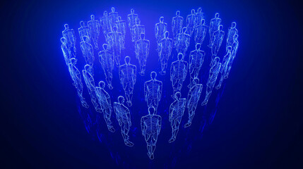 Naklejka premium Futuristic Human Wireframe Heart – AI, Collaboration & Digital Connection