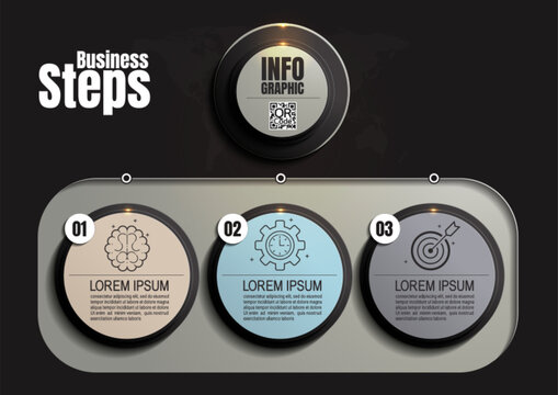 Circular 3step infographic template, for business presentations, timelines and workflow, clean vector illustration, not AI-generated, designed for professional reporting and organizational visuals