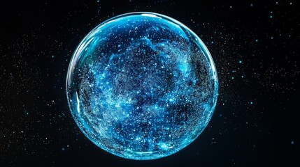Fototapeta premium A blue sphere with a lot of stars surrounding it
