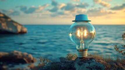 light bulb on the water surface