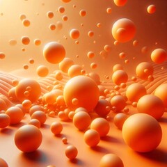 Vibrant Orange Balls Floating in Air