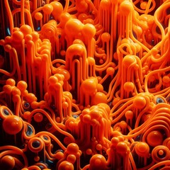 Obraz premium Stack of Orange Plastic Hair Combs
