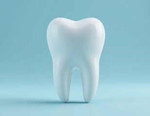 Isolated White Tooth Model on Blue Background for Dental Care Concepts