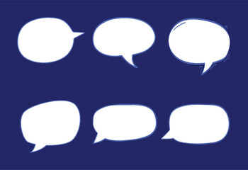 Set of speech bubbles. White on blue background. Vector illustration.