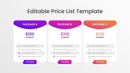 Price List Template Customizable Design for Business, Services, and Product Pricing