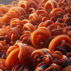 Obraz premium Vibrant Orange Spirals and Balls Pile