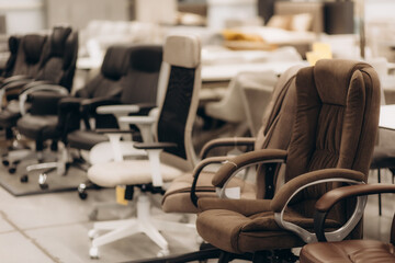 Stylish Office Chairs Displayed in a Modern Furniture Showroom