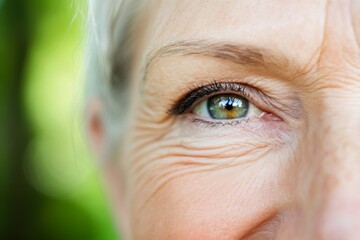 Woman with a green eye and a smile