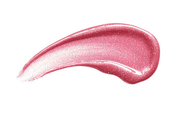 Pink lip gloss with glittery particles, isolated