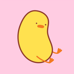 Funny yellow duck on pink background. Funny duck, goose character. Great for sticker. Sad duck. Cute baby duck. Vector art for product print, print and seamless pattern.Good for print t-short, sticker