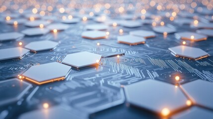 Abstract digital circuit hexagons