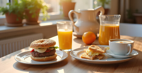 morning breakfast on the table	
