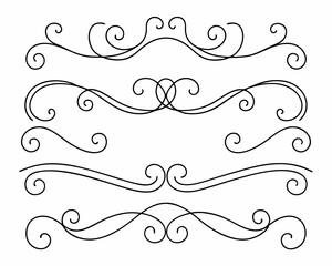 set of decorative elements for design. Illustrations of hand-drawn dividers, wreaths, borders, and text separators