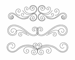 set of decorative elements. Illustrations of hand-drawn dividers, wreaths, borders, and text separators