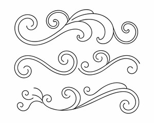 Fototapeta premium abstract floral design. Fashion Dividers. Underlines and Text Separators line art drawing Vector illustrations. 