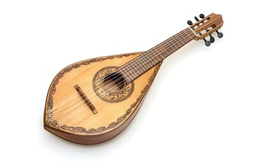 Classical Stringed Lute Instrument isolated on white background