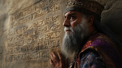 The walls of Babylon shake as King Belshazzar witnesses the hand writing on the wall. His face turns pale as Daniel interprets the words, foretelling the fall of his kingdom.