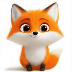 Obraz premium Cute cartoon fox isolated on white background 