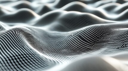 Naklejka premium Abstract Digital Waveform: Grey and White 3D Mesh