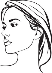 sketch Head of pensive elegant woman with long hair face icon logotype silhouette vector 