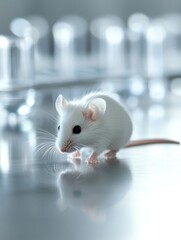 White mouse in a sterile laboratory environment for scientific research and experimentation