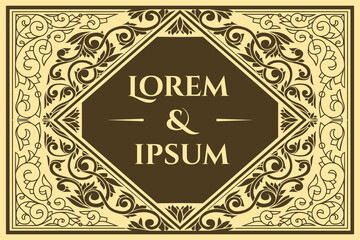 Decorative vintage ornate label design blank card