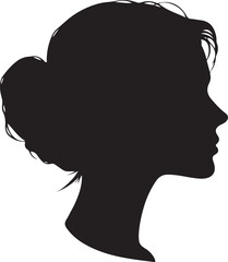 sketch Head of pensive elegant woman with long hair face icon logotype silhouette vector 