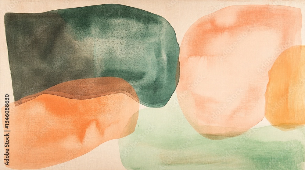 Poster Flowing forms in pastel shades create an atmosphere of calmness and serenity. The blend of colors invites reflection and sparks creativity, enhancing any modern space