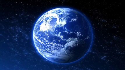 Obraz premium A blue and illuminated depiction of planet Earth in space