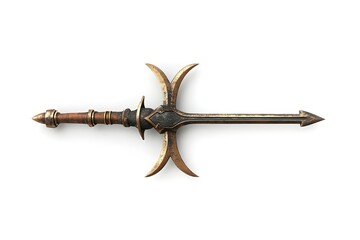 Historical Combat Trident from Gladiator Battles isolated on white background