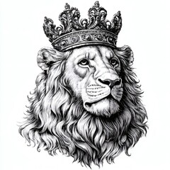 Obraz premium A lion with a crown on its head