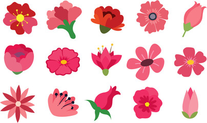 Red and pink flowers set © Riszczel