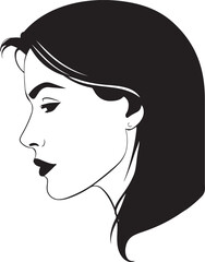 sketch Head of pensive elegant woman with long hair face icon logotype silhouette vector 