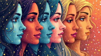 Inspiration in art portraits of diversity and empowerment creative studio digital illustration vibrant colors