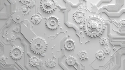 Abstract mechanical gears and circuit pattern