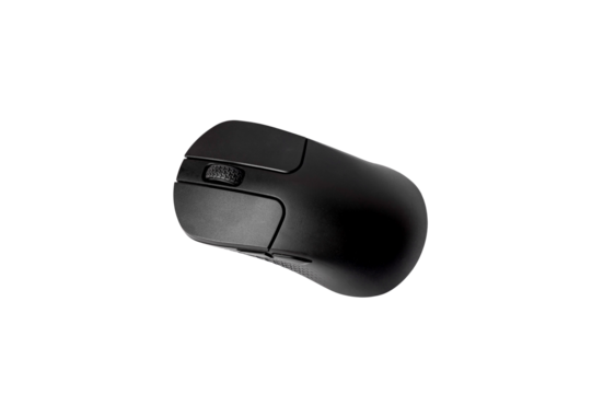 PNG Black computer mouse resting on a table surface
