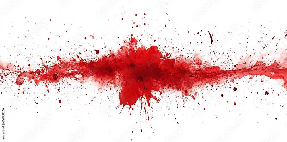 Poster red splatter explosion isolated on white background creating dynamic line