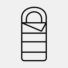 Icon sleeping bag. Camping and adventure elements. Icons in line style. Good for prints, posters, logo, advertisement, infographics, etc.