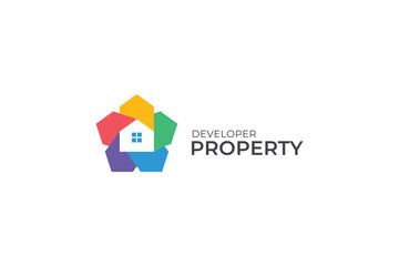 Fototapeta premium Modern Logo Highlighting Real Estate and Property Developer Excellence Through Minimalist Design
