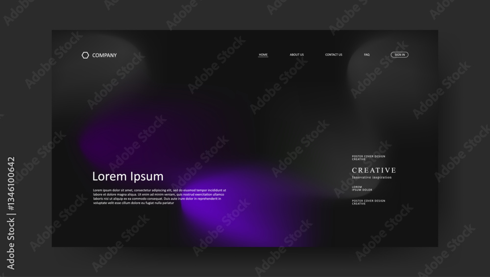 Poster abstract wave futuristic design of landing page. retro gradient mesh website design