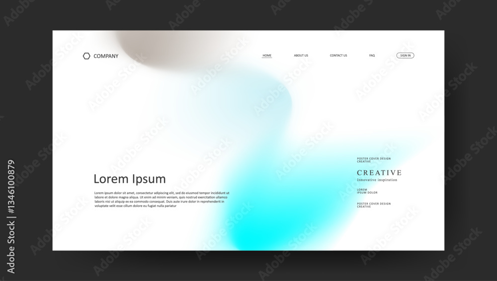 Aufkleber abstract wave futuristic design of landing page. retro gradient mesh website design