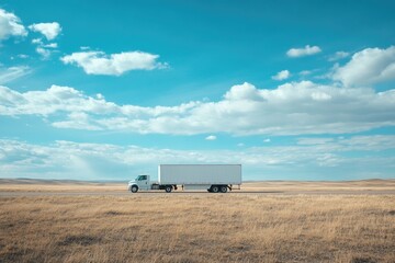 Naklejka premium Empty truck on wide open prairie