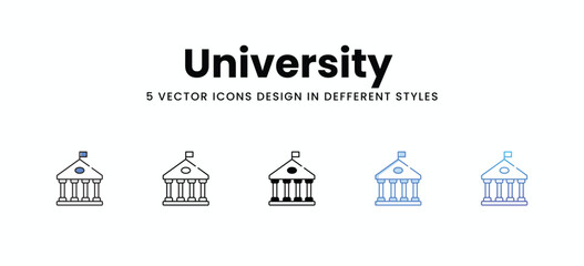 University vector icons set stock illustration