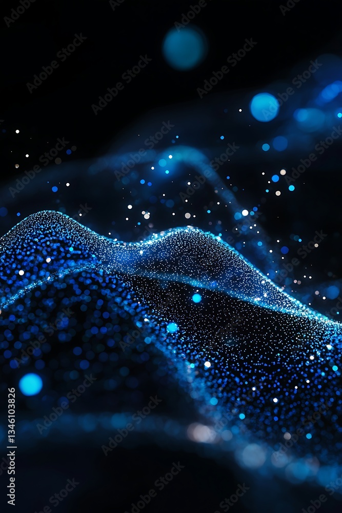 Aufkleber blue particles forming an abstract bokeh effect with depth perception