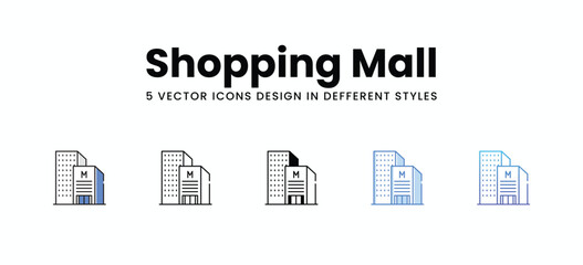 Shopping Mall vector icons set stock illustration